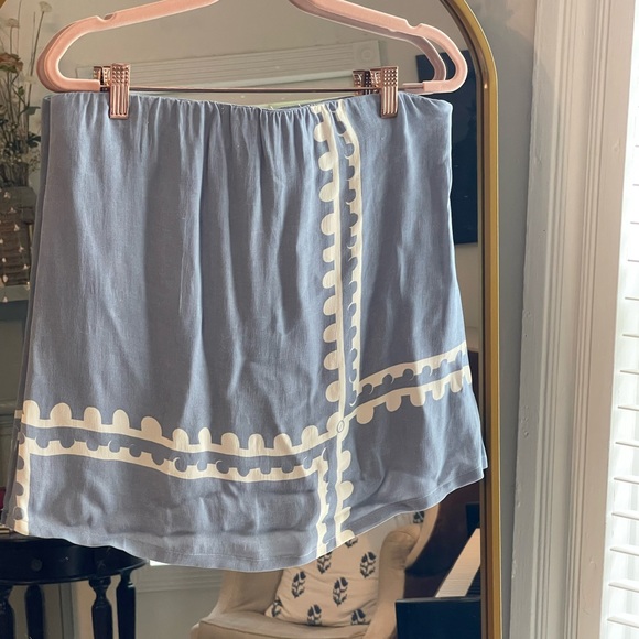NWT Mon Renn Serape Pastel Blue and White Preppy January Sample Mini Skirt - Picture 1 of 8
